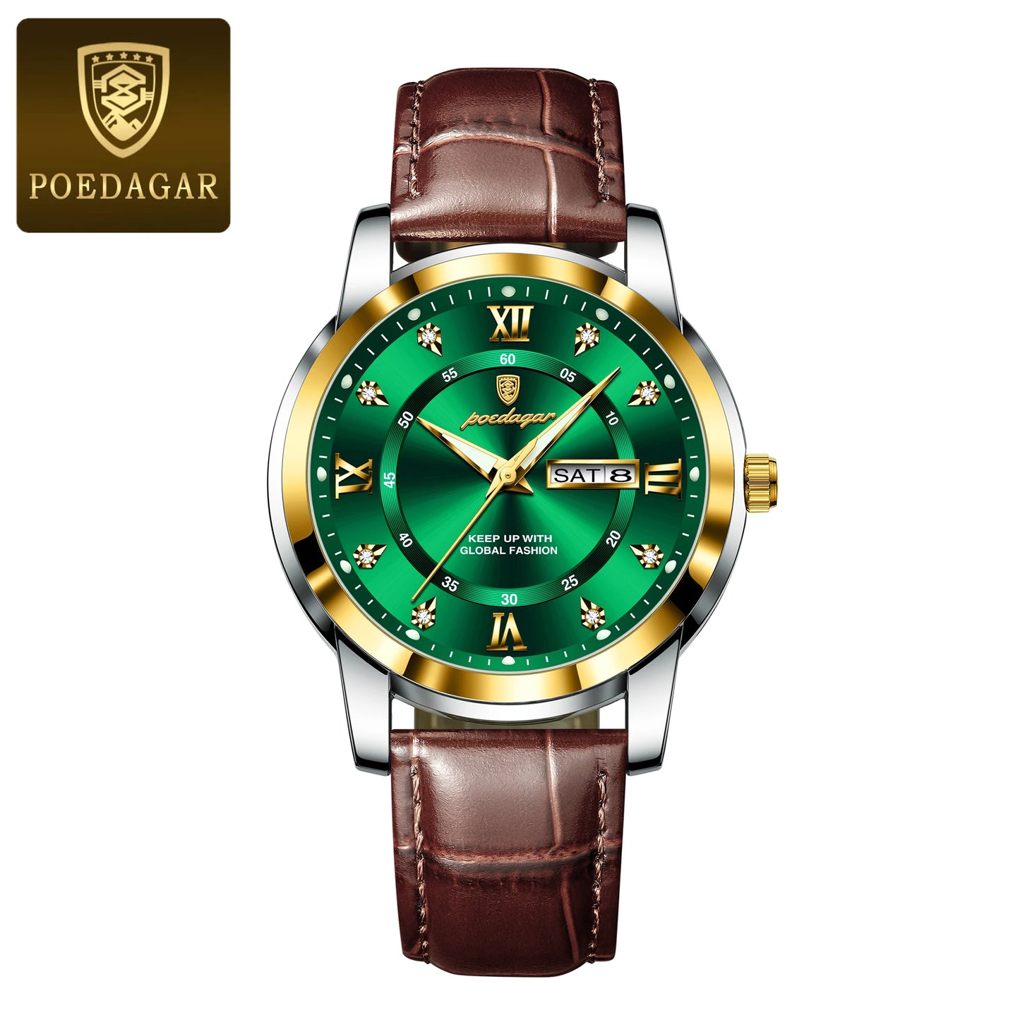 POEDAGAR Men’s Luxury Quartz – Week & Date Elegance