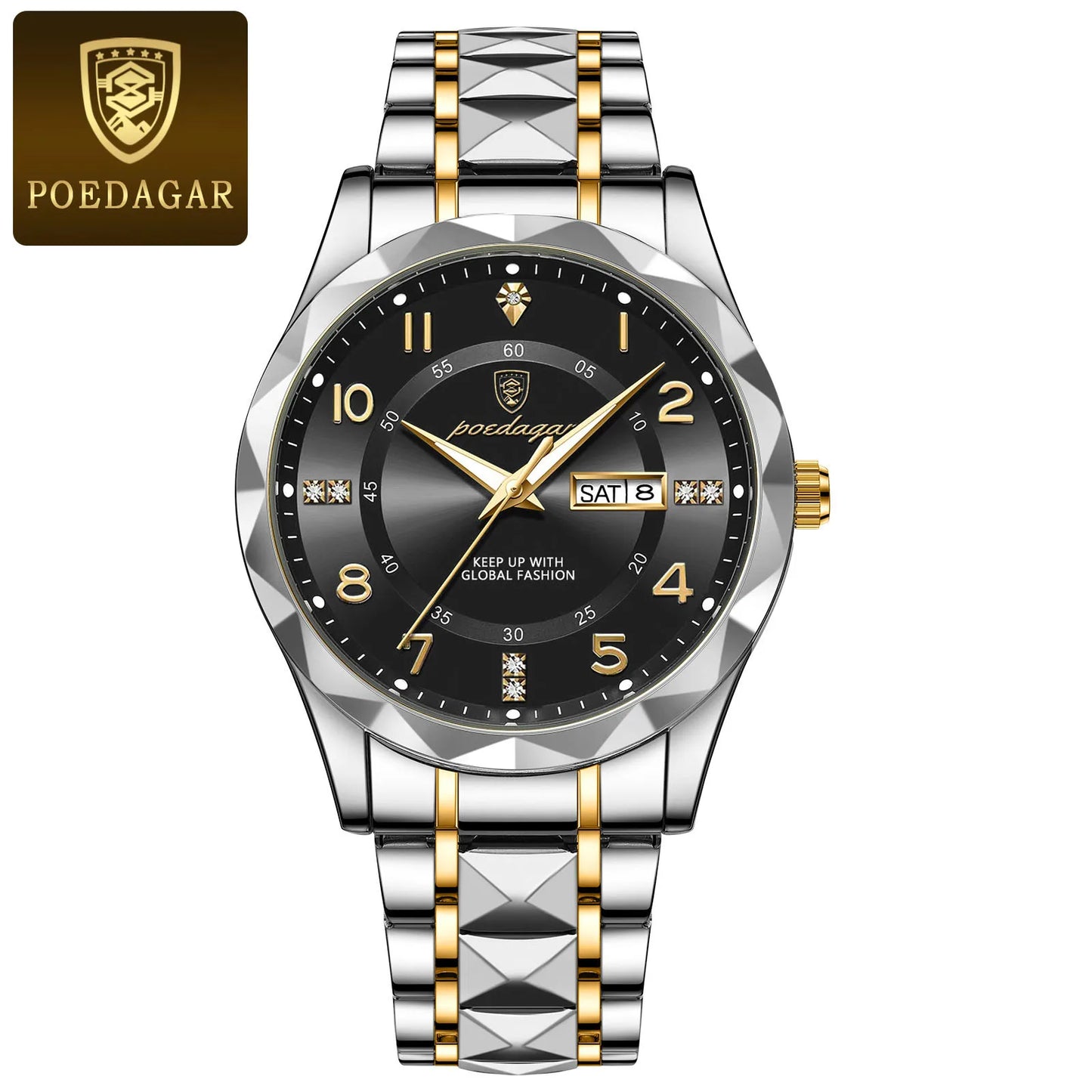 POEDAGAR Luxury Men’s Quartz Watch – Waterproof, Luminous, Date & Week, Steel Sports Reloj