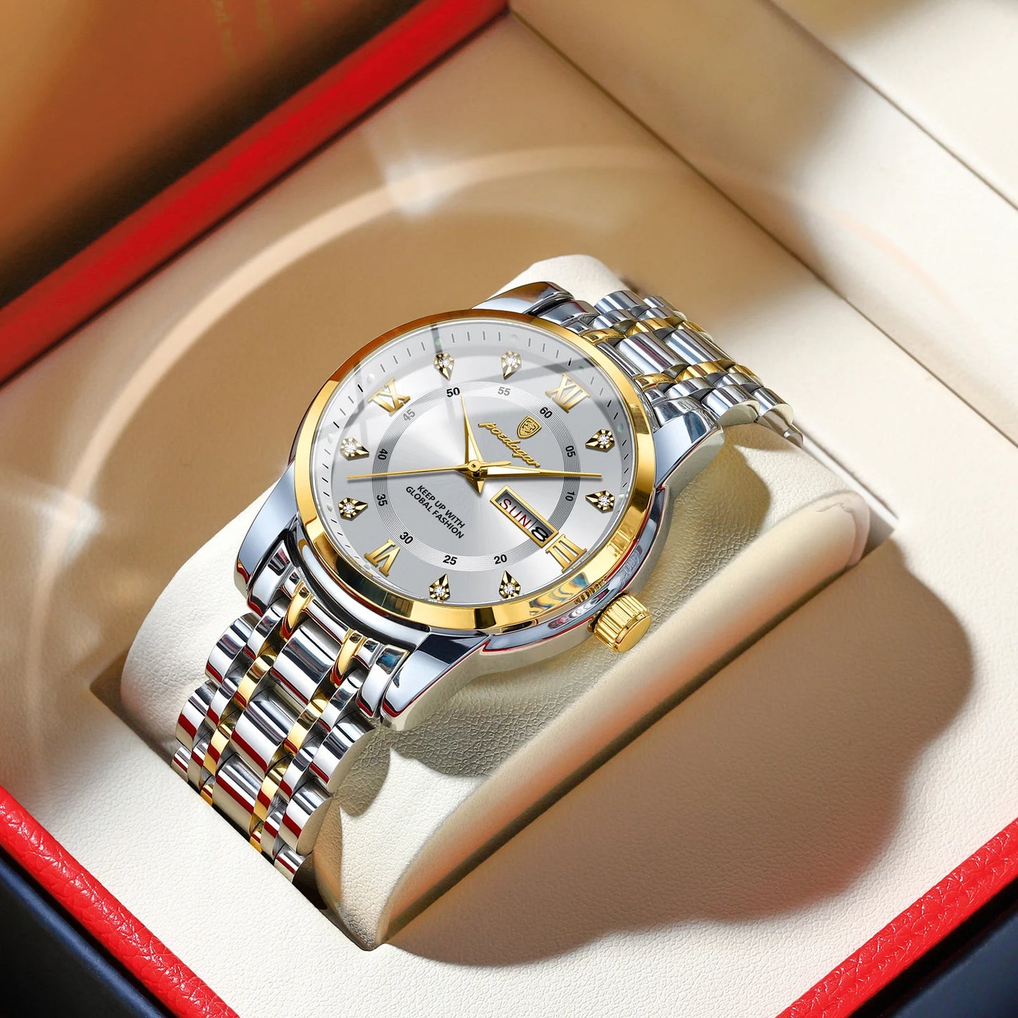 POEDAGAR Luxury Men’s Watch – Elegant, Waterproof, Luminous, Date & Week, Quartz Steel Sports Reloj