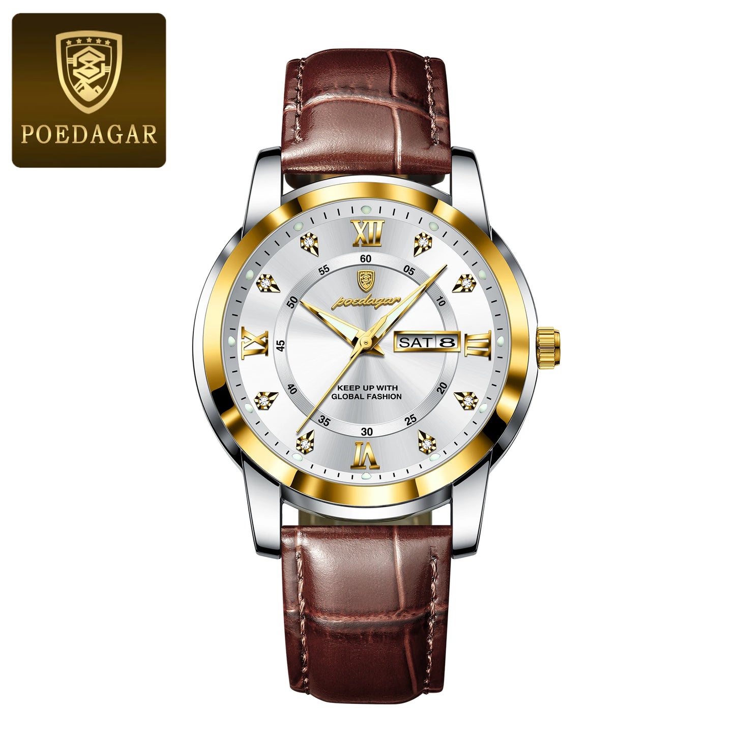 POEDAGAR Men’s Luxury Quartz – Week & Date Elegance