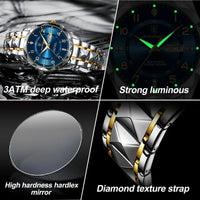 POEDAGAR Luxury Men’s Quartz Watch – Waterproof, Luminous, Date & Week, Steel Sports Reloj
