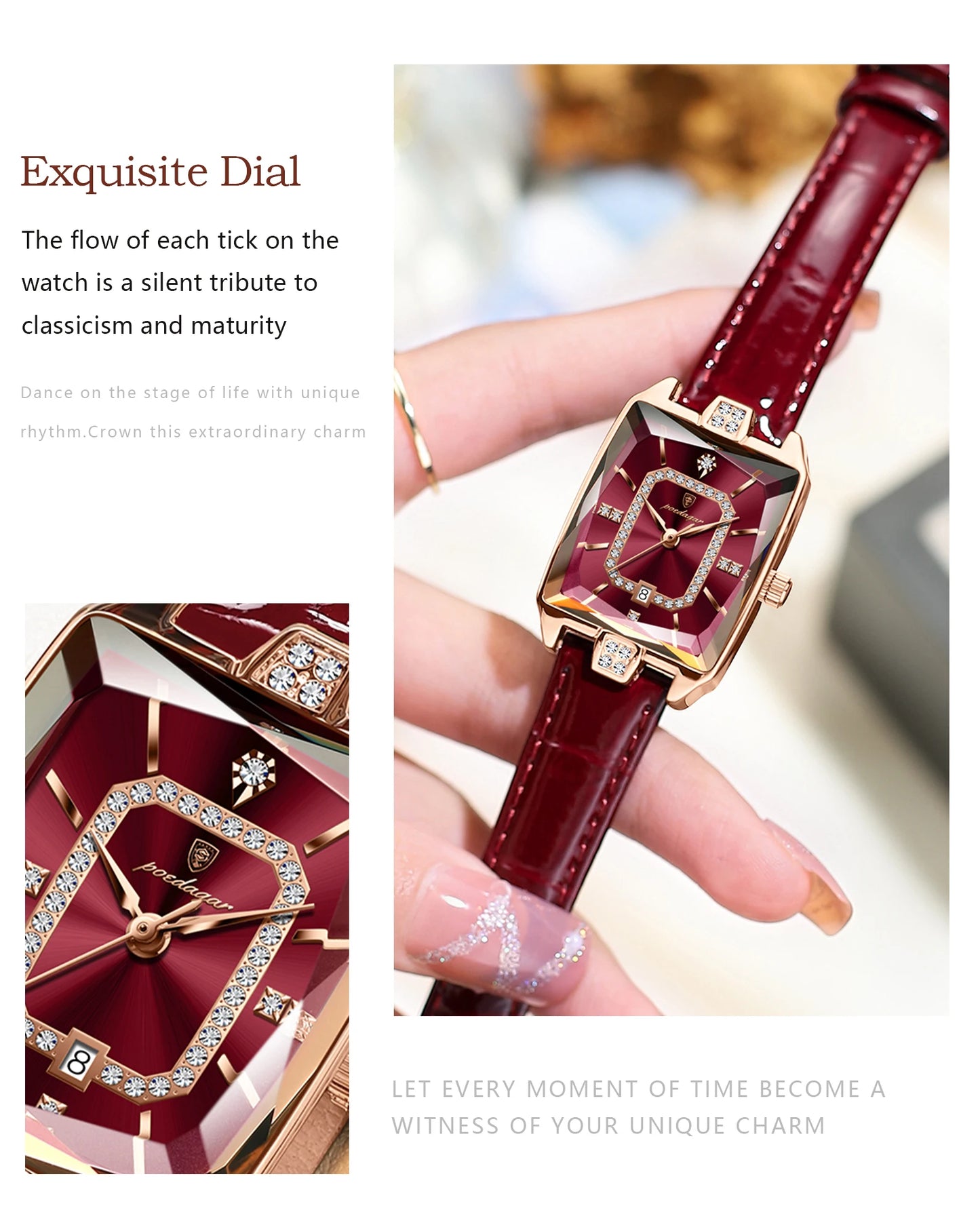 POEDAGAR High-Quality Luxury Women Watch Waterproof Leather Quartz reloj + Box