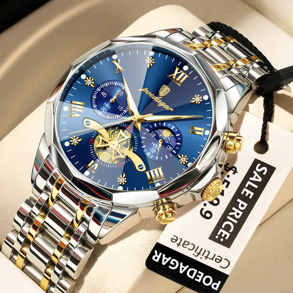 POEDAGAR Luxury Men’s Watch – Waterproof, Luminous, Chronograph, Steel Quartz Reloj