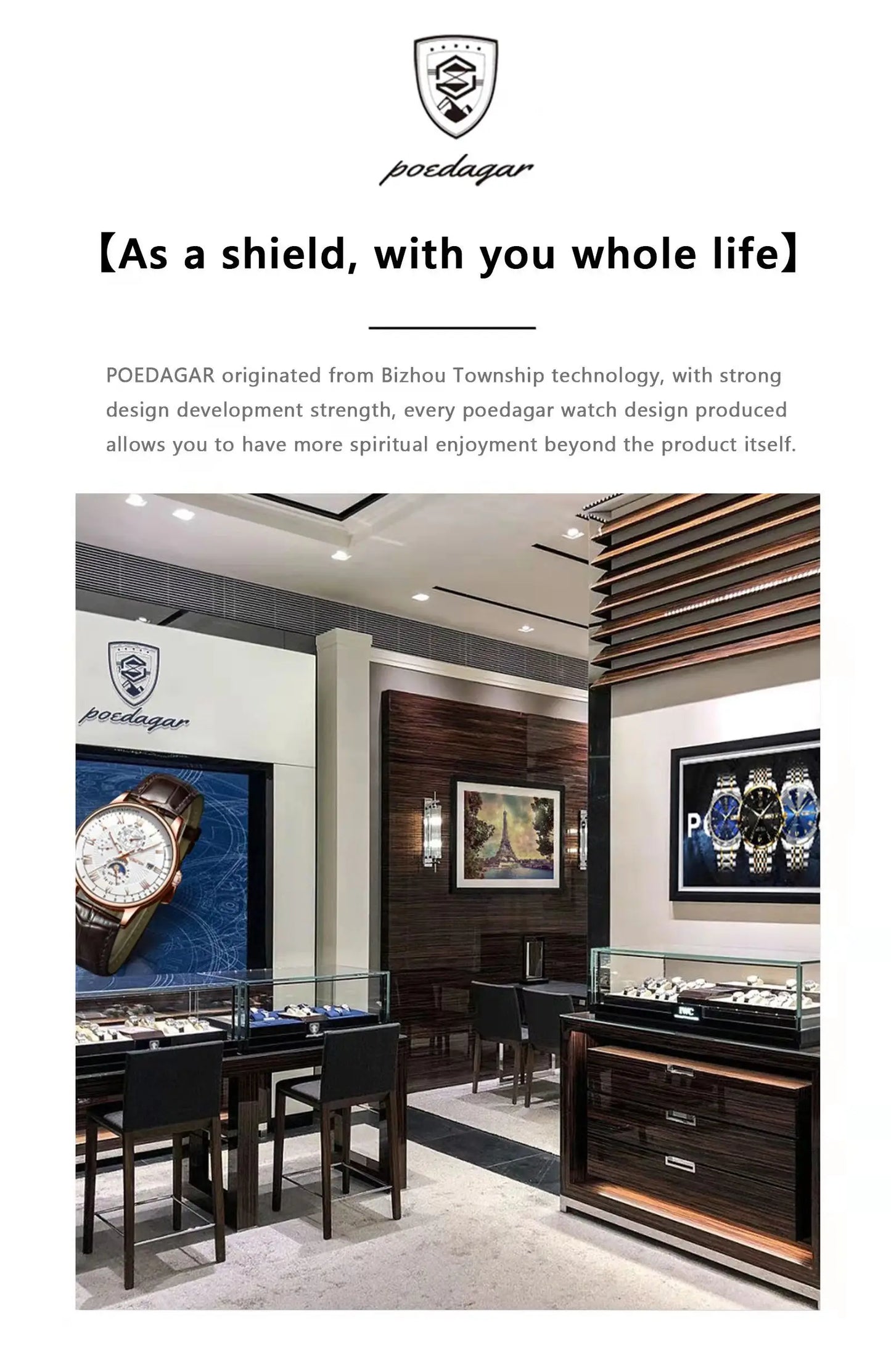 POEDAGAR Luxury Diamond Women Watch Waterproof Stainless Steel Quartz reloj+Box