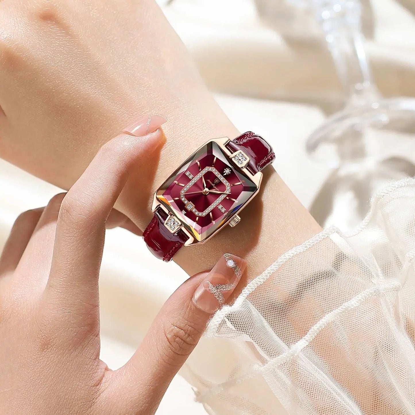 POEDAGAR High-Quality Luxury Women Watch Waterproof Leather Quartz reloj + Box