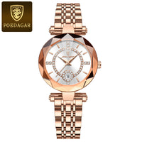 POEDAGAR Luxury Diamond Women Watch Waterproof Stainless Steel Quartz reloj+Box