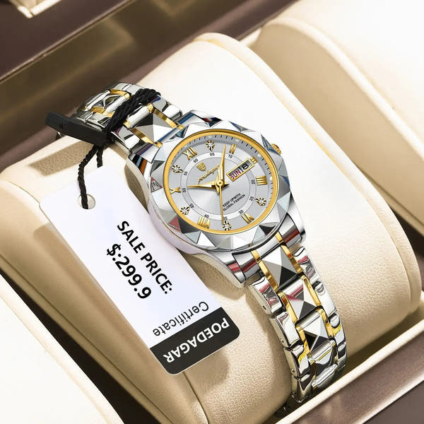POEDAGAR Elegant Women Quartz Watch – Waterproof & Luminous Stainless Steel reloj + Box