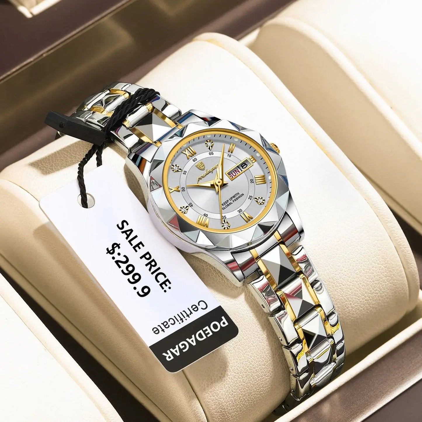 POEDAGAR Elegant Women Quartz Watch – Waterproof & Luminous Stainless Steel reloj + Box