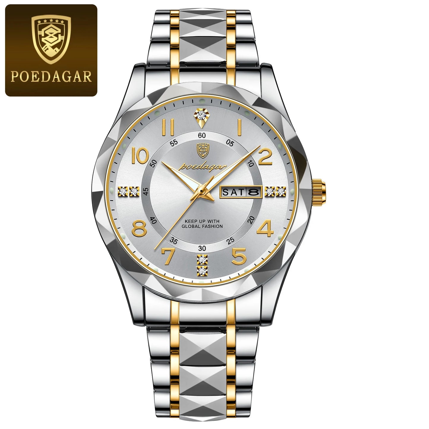 POEDAGAR Luxury Men’s Quartz Watch – Waterproof, Luminous, Date & Week, Steel Sports Reloj