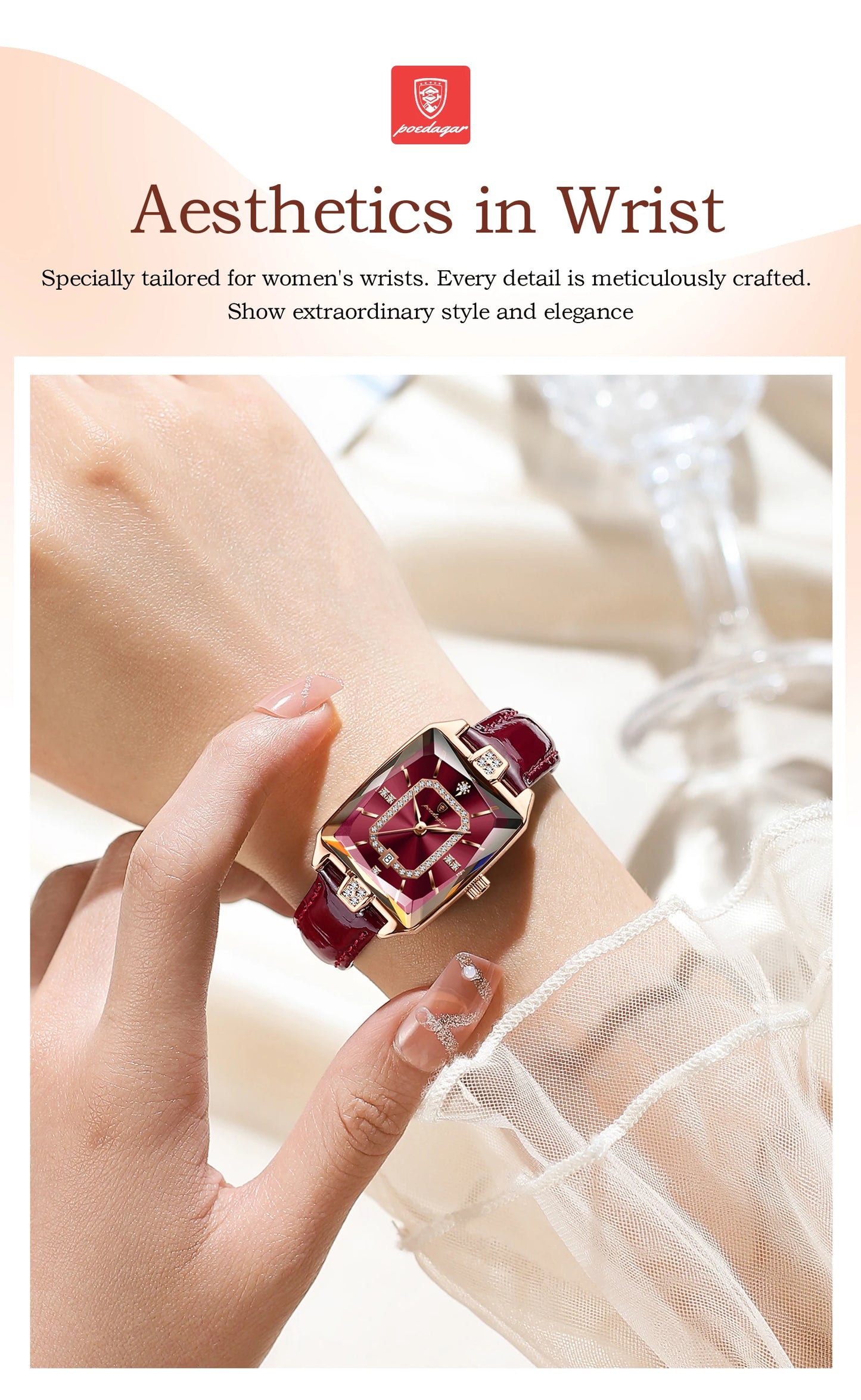 POEDAGAR High-Quality Luxury Women Watch Waterproof Leather Quartz reloj + Box