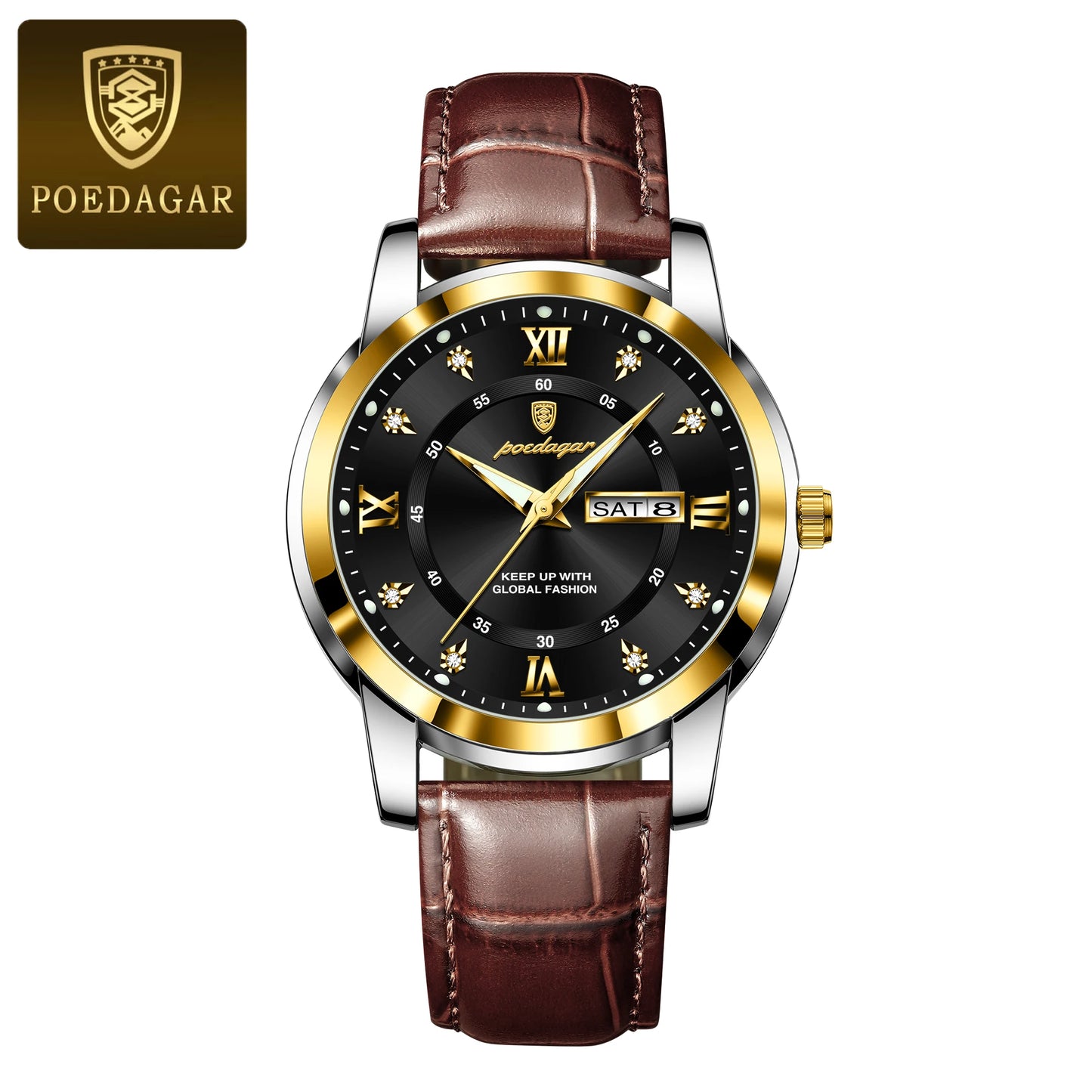 POEDAGAR Men’s Luxury Quartz – Week & Date Elegance