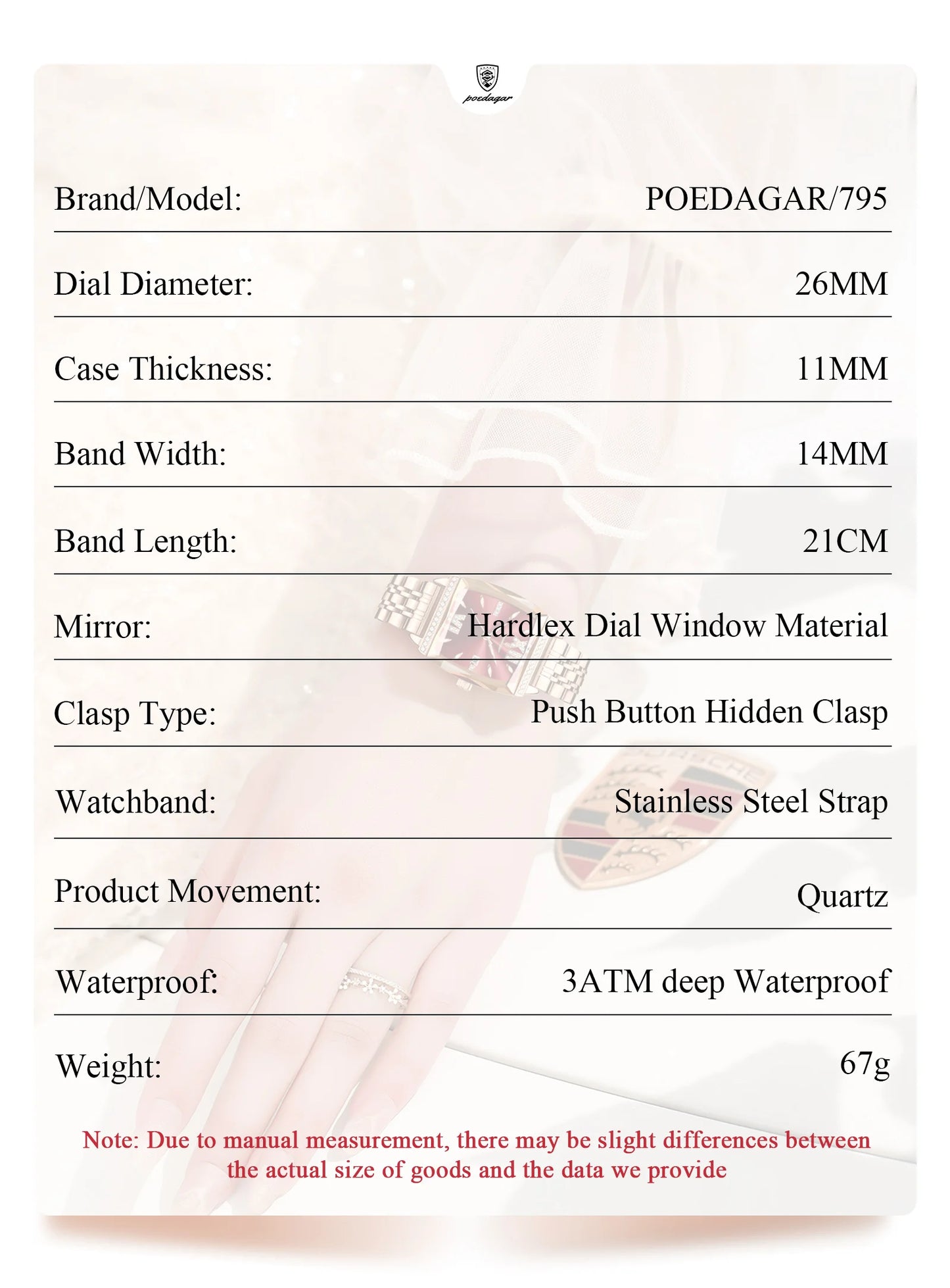 POEDAGAR Luxury Diamond Women Watch Waterproof Stainless Steel Quartz reloj + Box