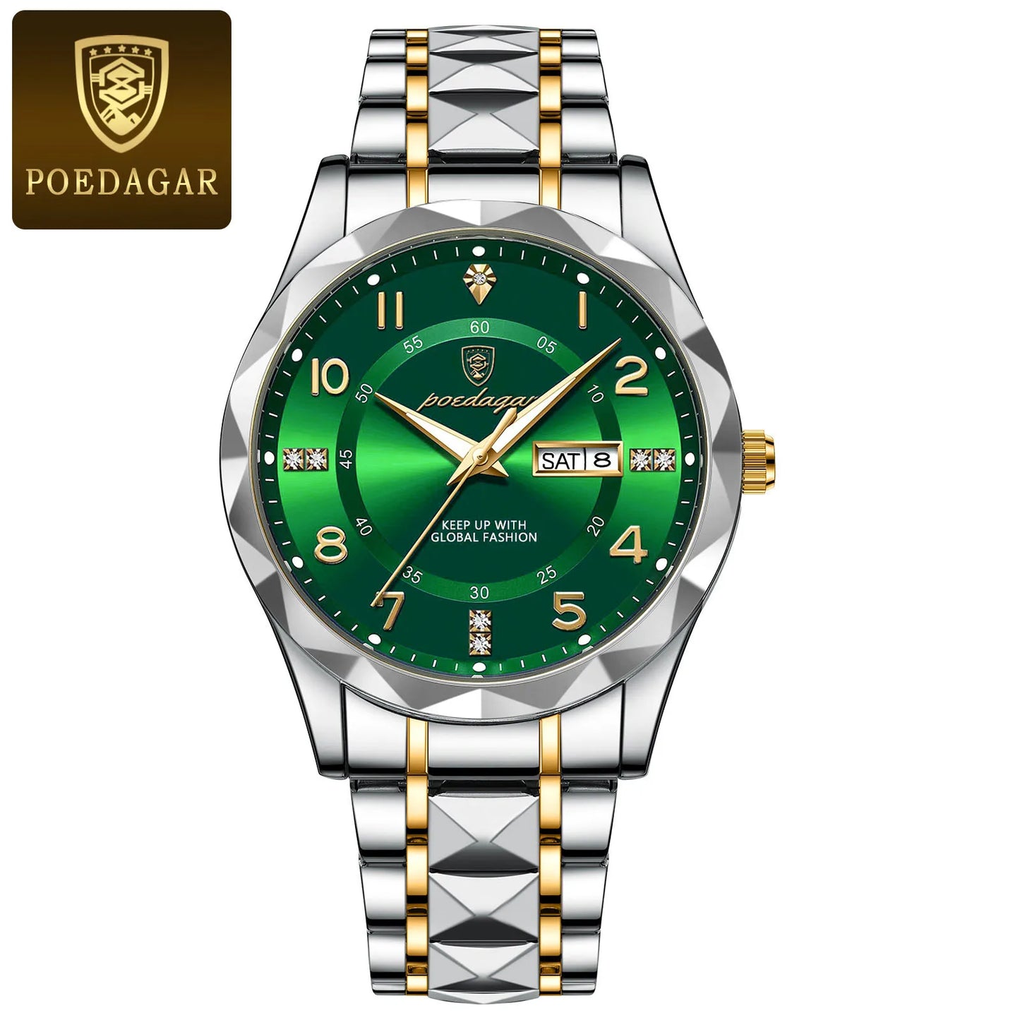 POEDAGAR Luxury Men’s Quartz Watch – Waterproof, Luminous, Date & Week, Steel Sports Reloj