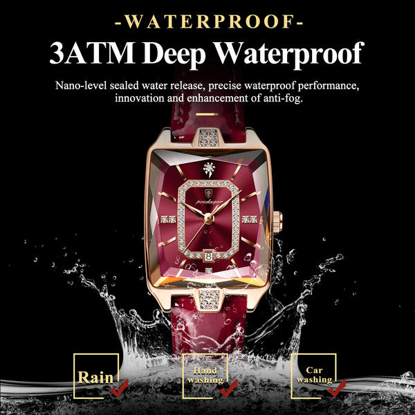 POEDAGAR High-Quality Luxury Women Watch Waterproof Leather Quartz reloj + Box