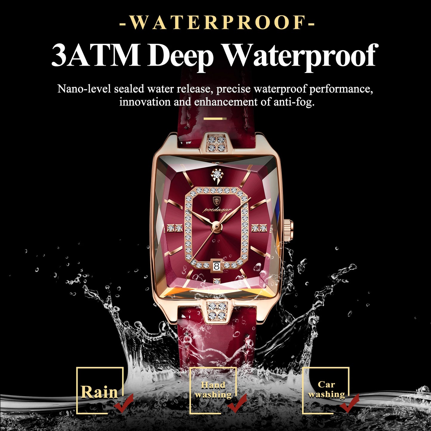 POEDAGAR High-Quality Luxury Women Watch Waterproof Leather Quartz reloj + Box