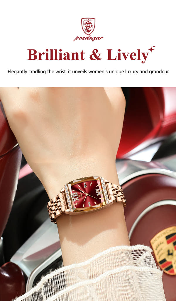 POEDAGAR Luxury Diamond Women Watch Waterproof Stainless Steel Quartz reloj + Box