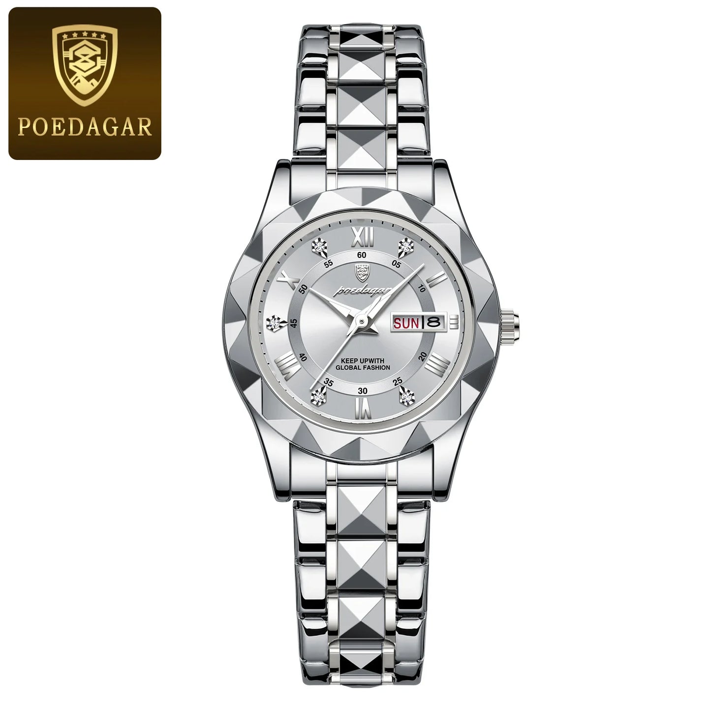 POEDAGAR Elegant Women Quartz Watch – Waterproof & Luminous Stainless Steel reloj + Box
