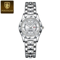 POEDAGAR Elegant Women Quartz Watch – Waterproof & Luminous Stainless Steel reloj + Box