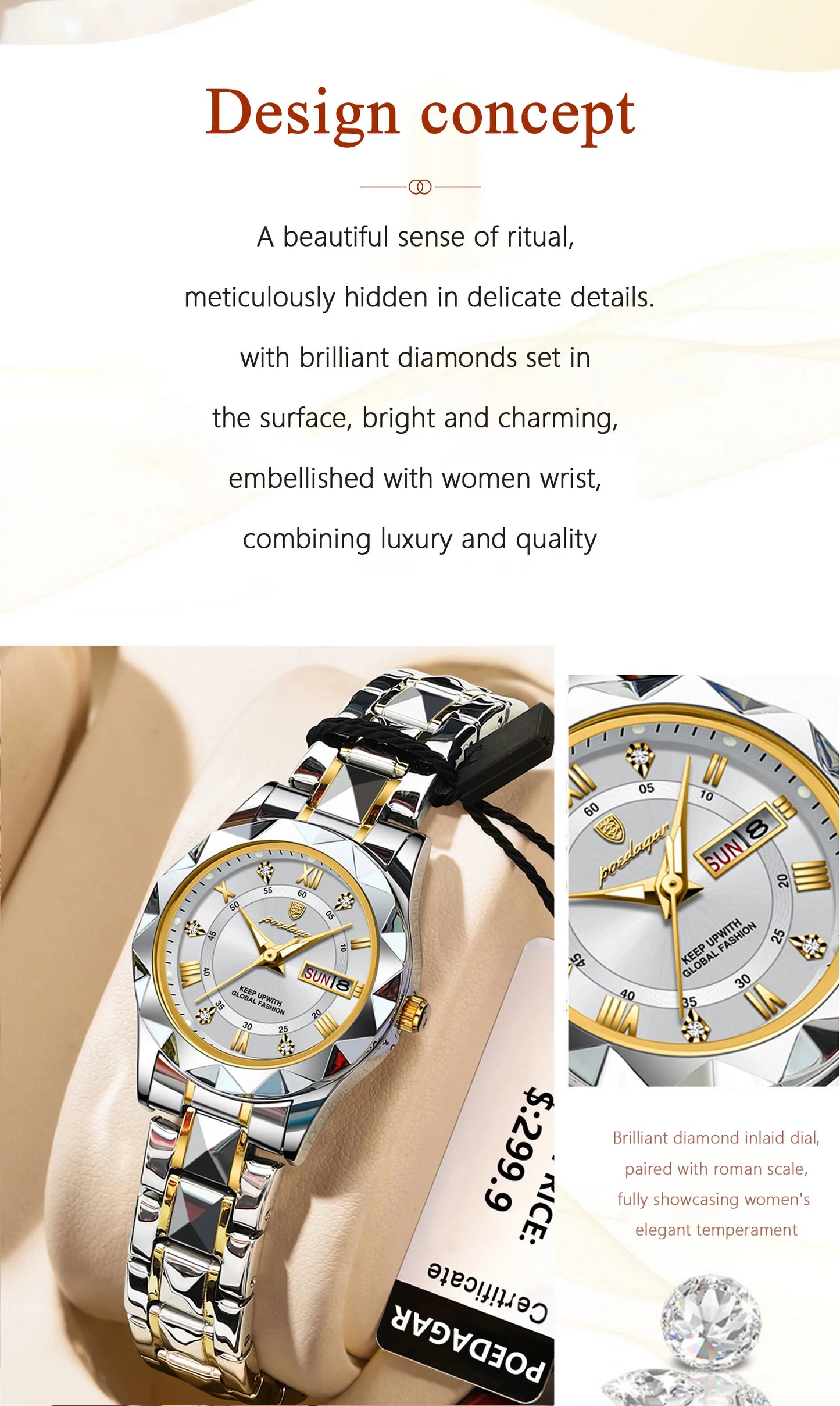 POEDAGAR Elegant Women Quartz Watch – Waterproof & Luminous Stainless Steel reloj + Box