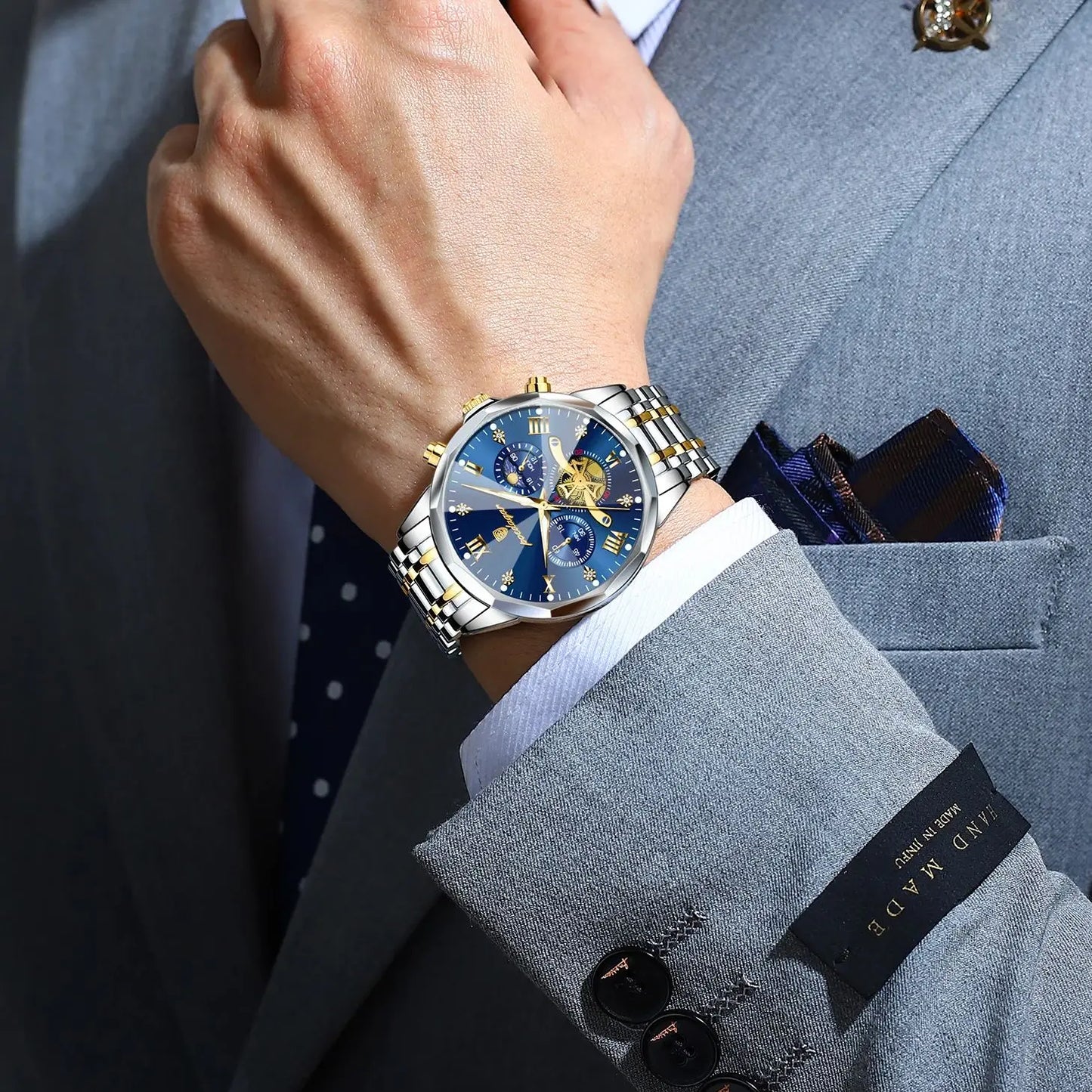 POEDAGAR Luxury Men’s Watch – Waterproof, Luminous, Chronograph, Steel Quartz Reloj