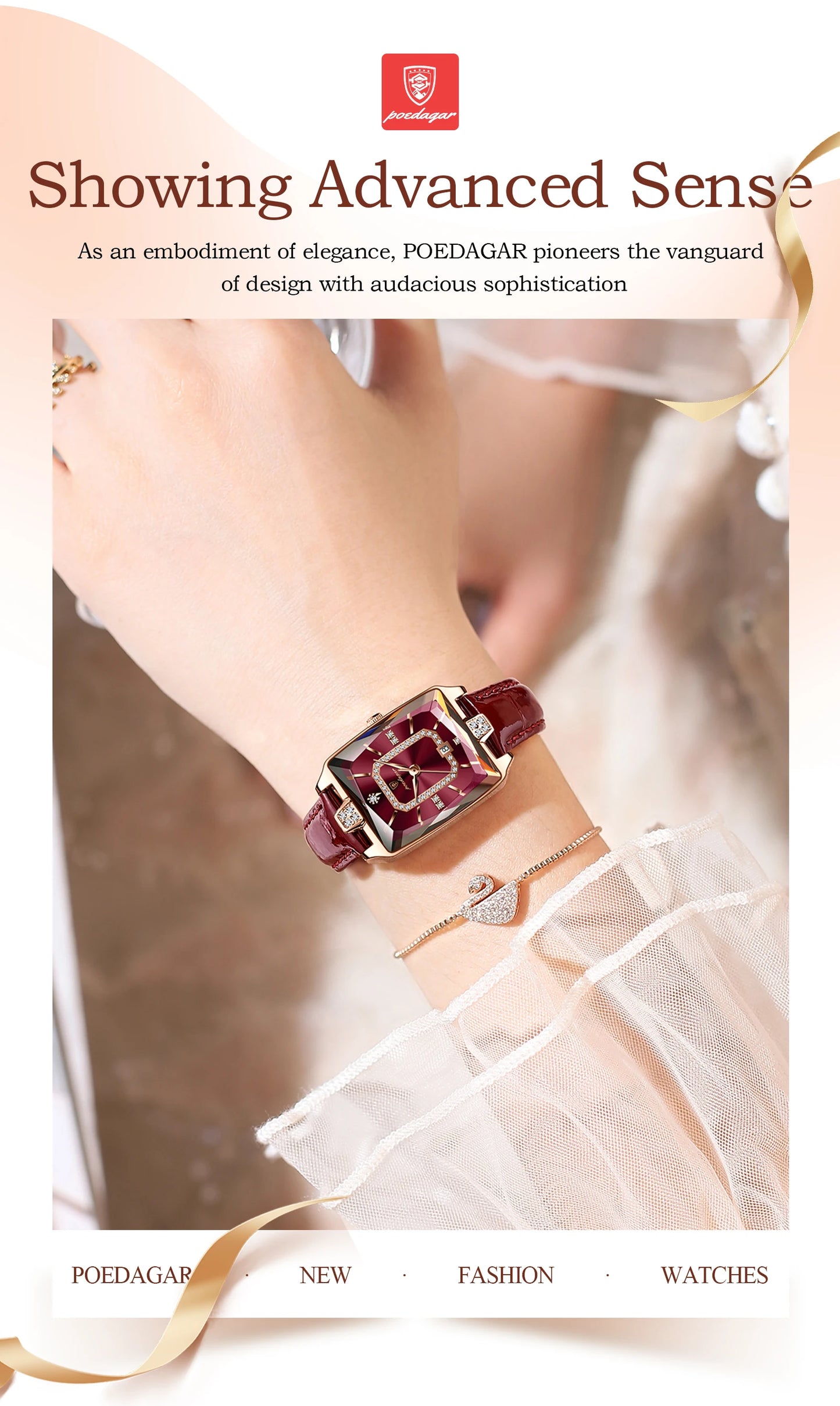 POEDAGAR High-Quality Luxury Women Watch Waterproof Leather Quartz reloj + Box