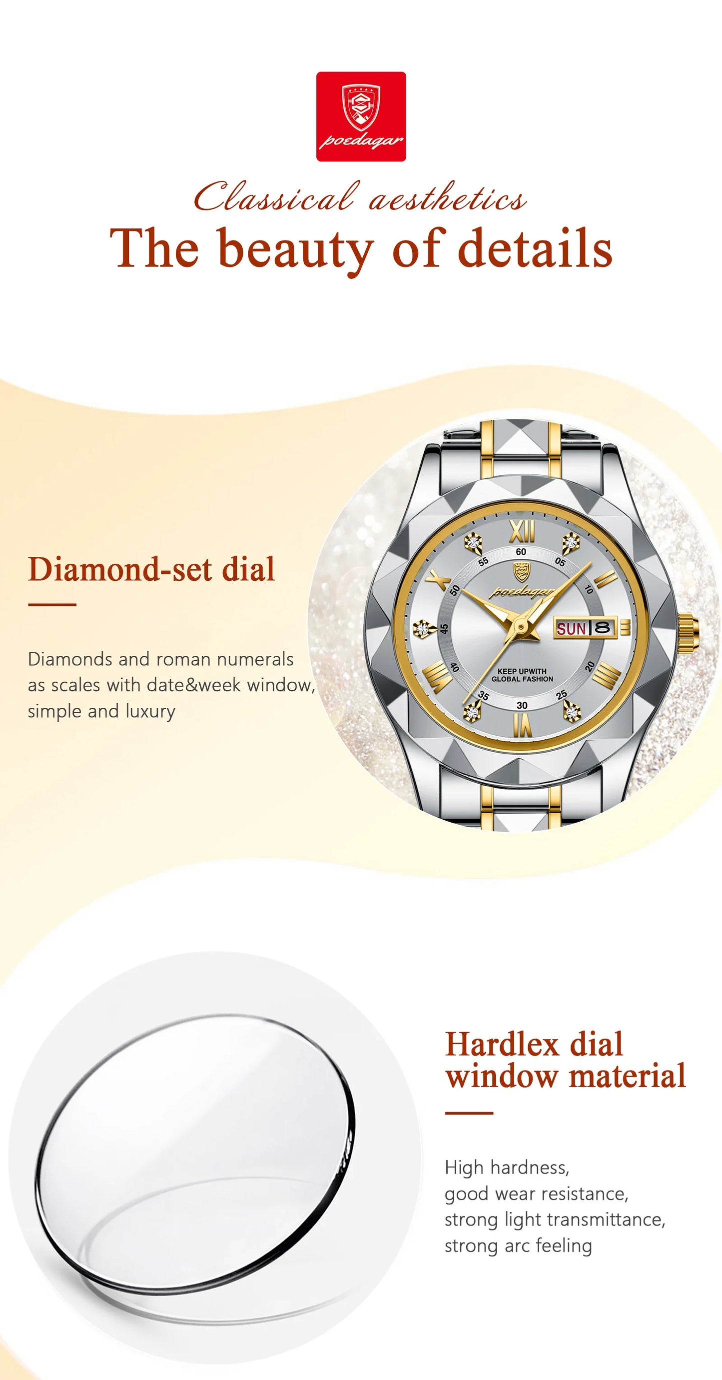 POEDAGAR Elegant Women Quartz Watch – Waterproof & Luminous Stainless Steel reloj + Box