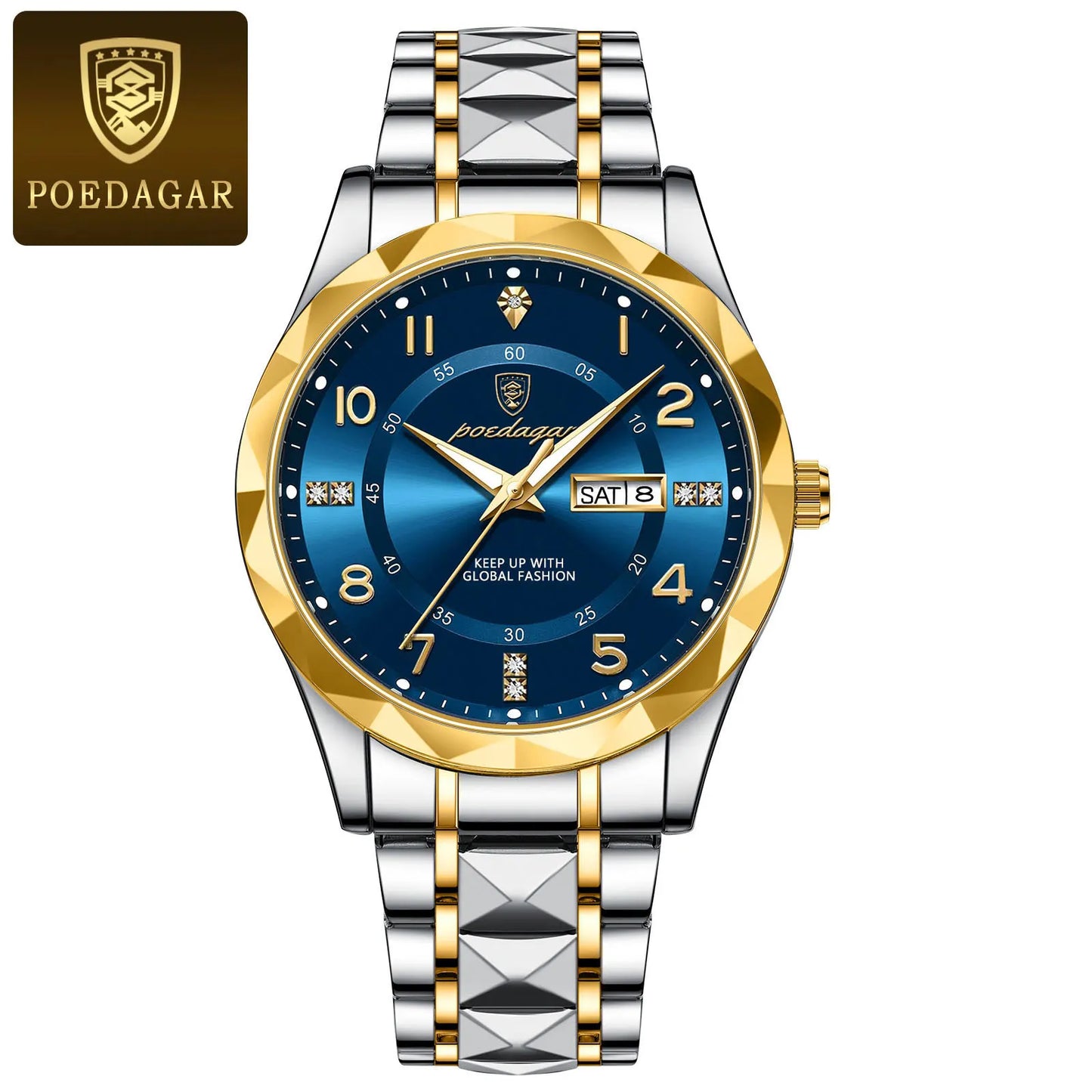 POEDAGAR Luxury Men’s Quartz Watch – Waterproof, Luminous, Date & Week, Steel Sports Reloj