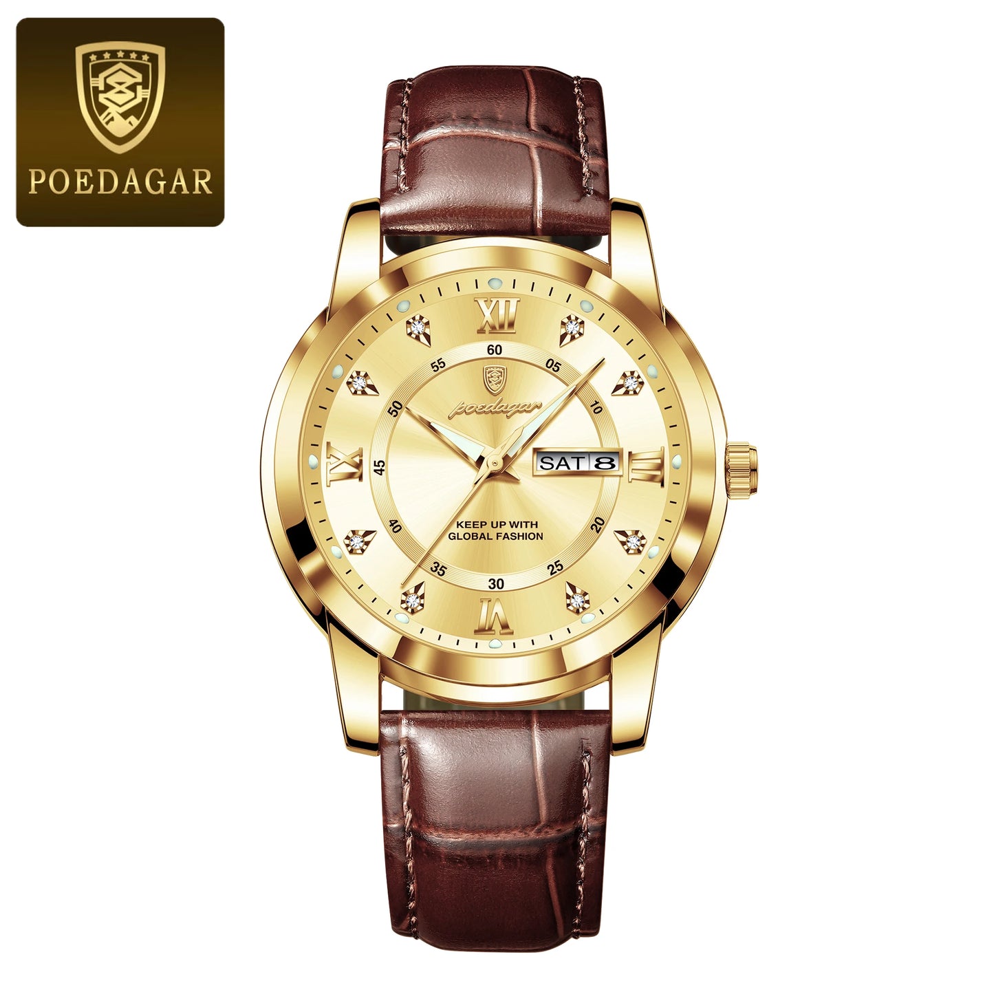 POEDAGAR Men’s Luxury Quartz – Week & Date Elegance