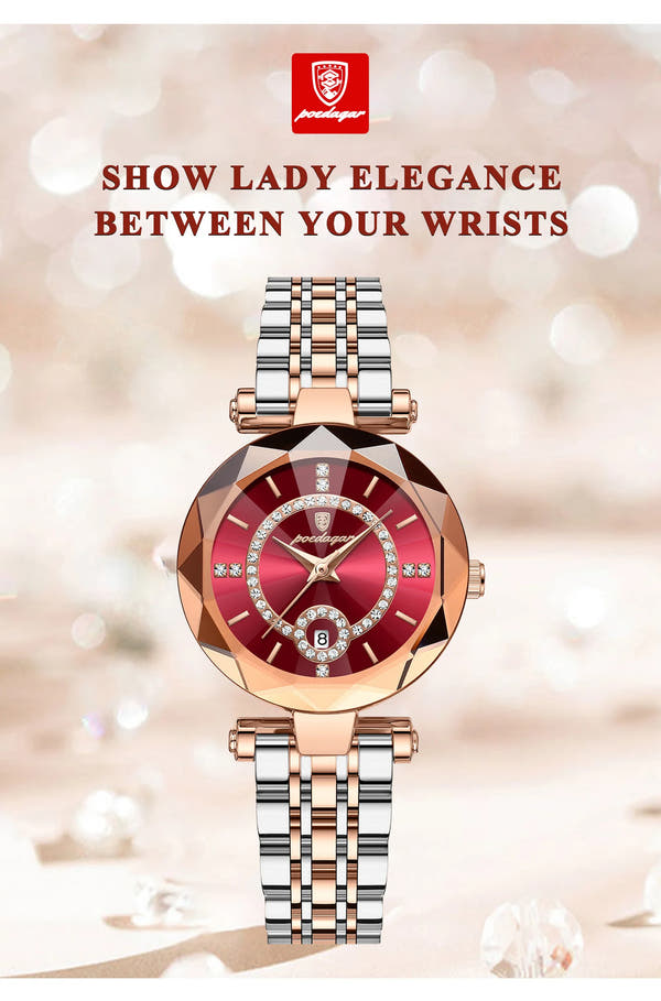 POEDAGAR Luxury Diamond Women Watch Waterproof Stainless Steel Quartz reloj+Box
