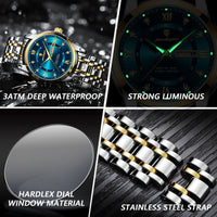POEDAGAR Luxury Men’s Watch – Elegant, Waterproof, Luminous, Date & Week, Quartz Steel Sports Reloj