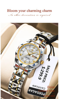 POEDAGAR Elegant Women Quartz Watch – Waterproof & Luminous Stainless Steel reloj + Box