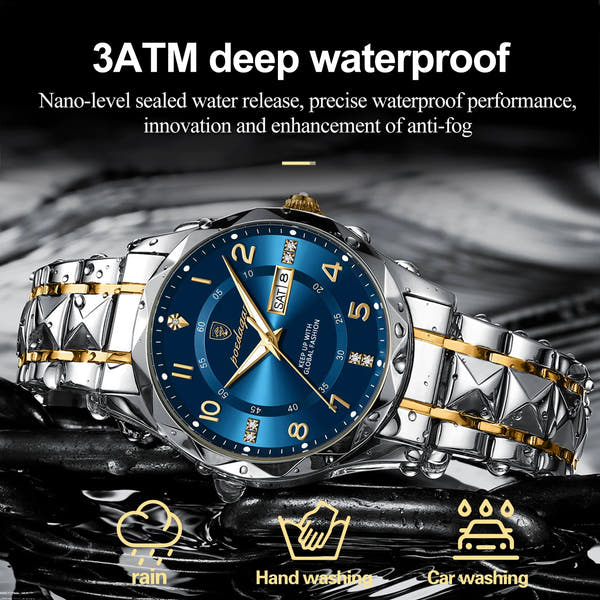 POEDAGAR Luxury Men’s Quartz Watch – Waterproof, Luminous, Date & Week, Steel Sports Reloj