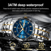 POEDAGAR Luxury Men’s Quartz Watch – Waterproof, Luminous, Date & Week, Steel Sports Reloj