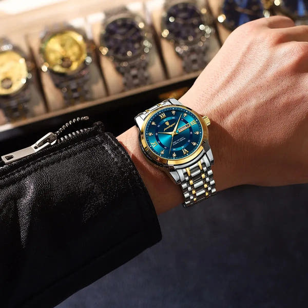POEDAGAR Luxury Men’s Watch – Elegant, Waterproof, Luminous, Date & Week, Quartz Steel Sports Reloj