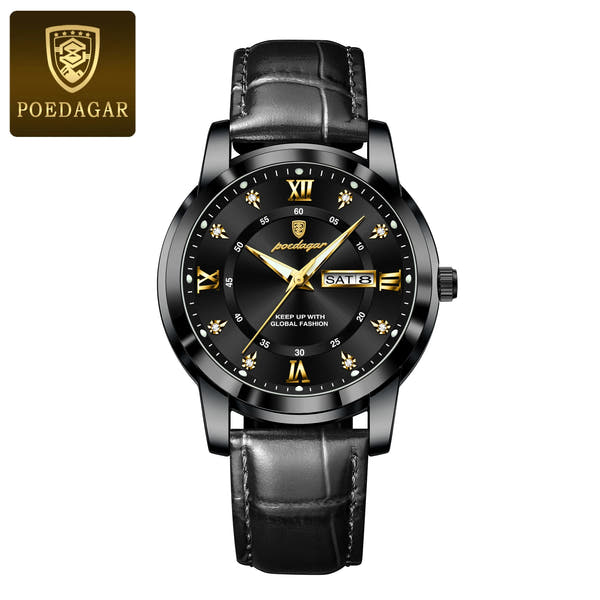 POEDAGAR Men’s Luxury Quartz – Week & Date Elegance