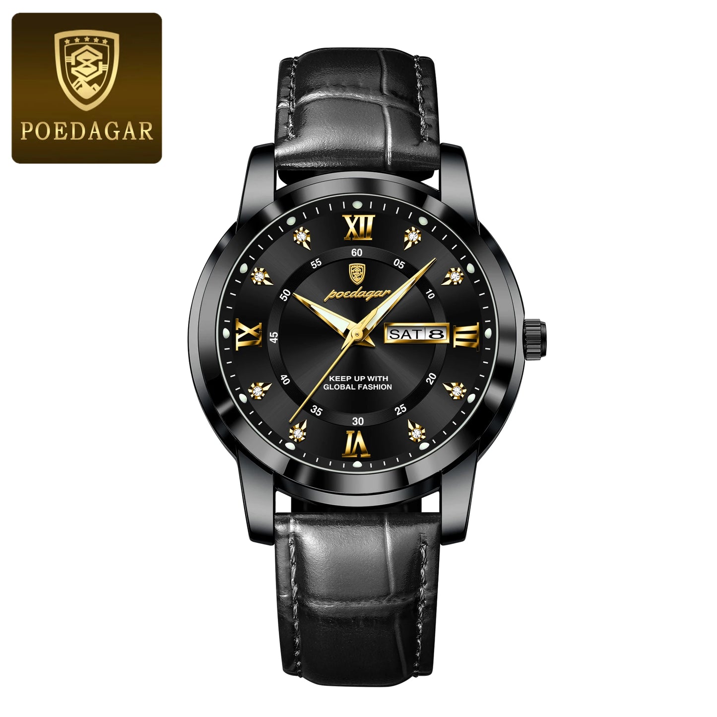 POEDAGAR Men’s Luxury Quartz – Week & Date Elegance