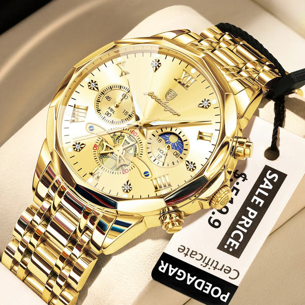 POEDAGAR Luxury Men’s Watch – Waterproof, Luminous, Chronograph, Steel Quartz Reloj