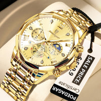 POEDAGAR Luxury Men’s Watch – Waterproof, Luminous, Chronograph, Steel Quartz Reloj