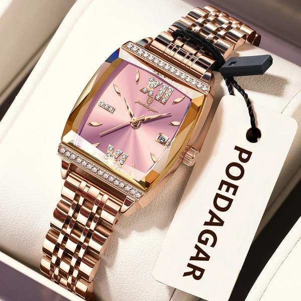 POEDAGAR Luxury Diamond Women Watch Waterproof Stainless Steel Quartz reloj + Box