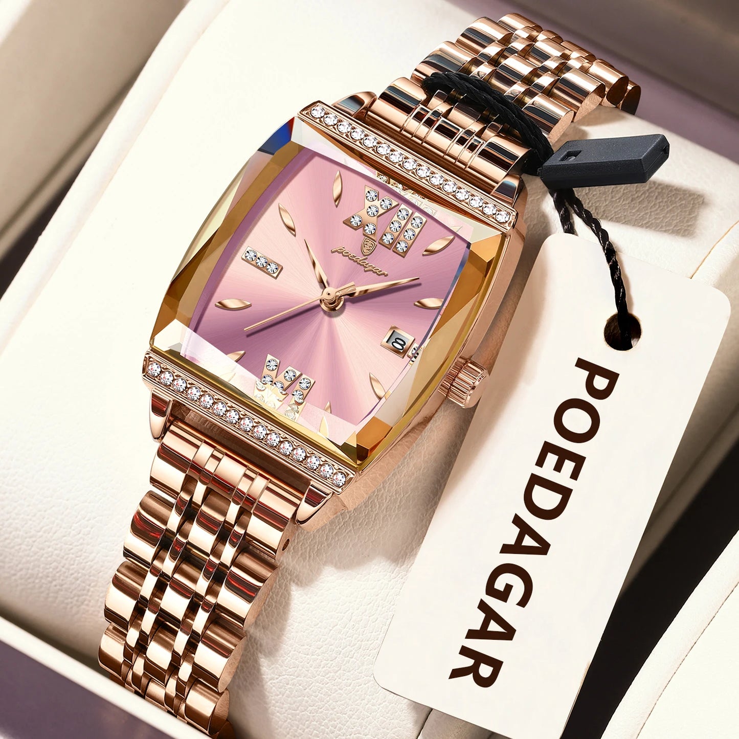 POEDAGAR Luxury Diamond Women Watch Waterproof Stainless Steel Quartz reloj + Box
