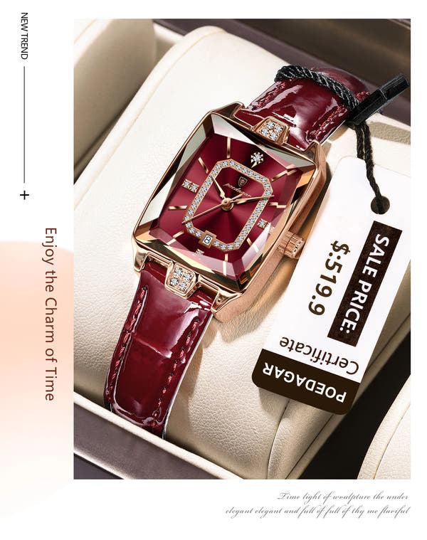 POEDAGAR High-Quality Luxury Women Watch Waterproof Leather Quartz reloj + Box