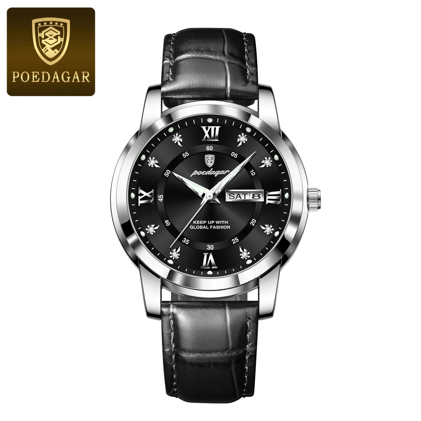 POEDAGAR Men’s Luxury Quartz – Week & Date Elegance