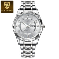POEDAGAR Luxury Men’s Quartz Watch – Waterproof, Luminous, Date & Week, Steel Sports Reloj
