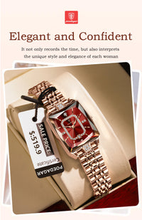 POEDAGAR Elegant Women Watch Waterproof Rectangle Quartz Stainless Steel Date Ladies Reloj