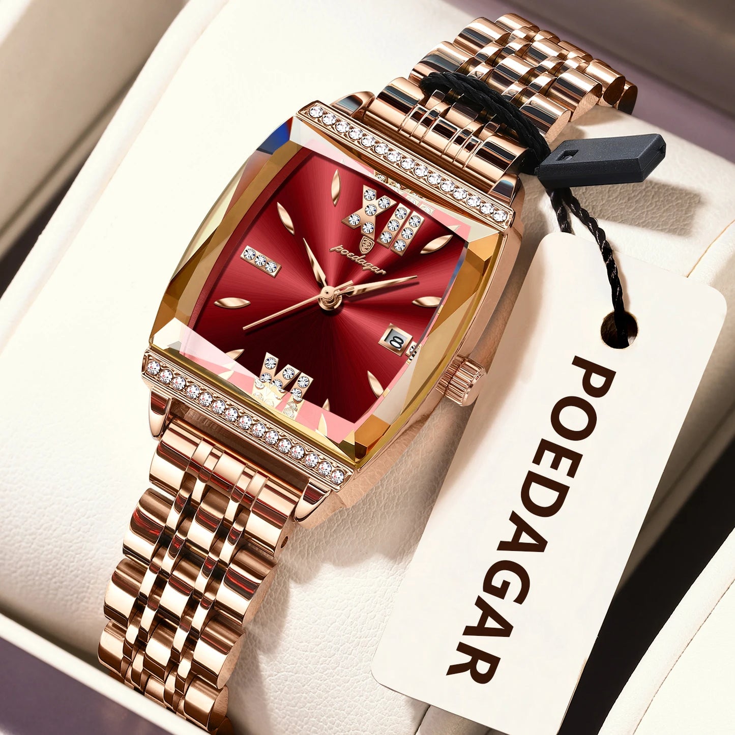 POEDAGAR Luxury Diamond Women Watch Waterproof Stainless Steel Quartz reloj + Box