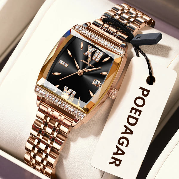 POEDAGAR Luxury Diamond Women Watch Waterproof Stainless Steel Quartz reloj + Box