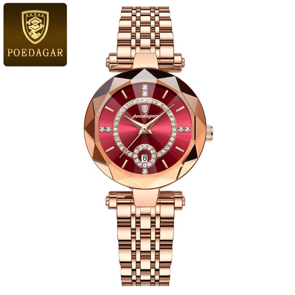 POEDAGAR Luxury Diamond Women Watch Waterproof Stainless Steel Quartz reloj+Box