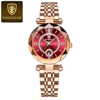 POEDAGAR Luxury Diamond Women Watch Waterproof Stainless Steel Quartz reloj+Box