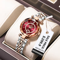 POEDAGAR Luxury Diamond Women Watch Waterproof Stainless Steel Quartz reloj+Box
