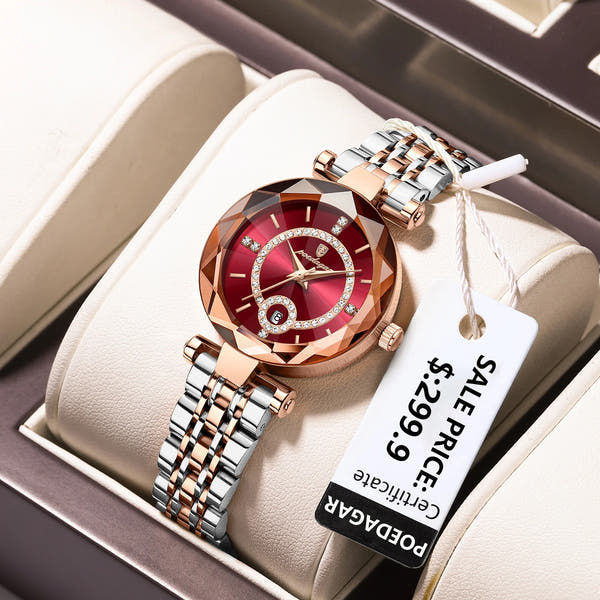 POEDAGAR Luxury Diamond Women Watch Waterproof Stainless Steel Quartz reloj+Box